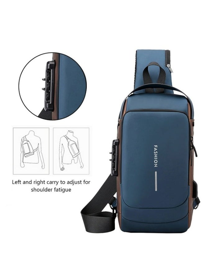 Waterproof Sling Bag for Men & Women – PU Leather Anti-Theft Crossbody Backpack, Adjustable Shoulder Strap, Hidden Security Pockets for Phone, Wallet, Keys, Three-Digit Combination Lock, Lightweight Travel and Daily Commute Bag for Hiking, Outdoor Activities, and Casual Wear - Image 3